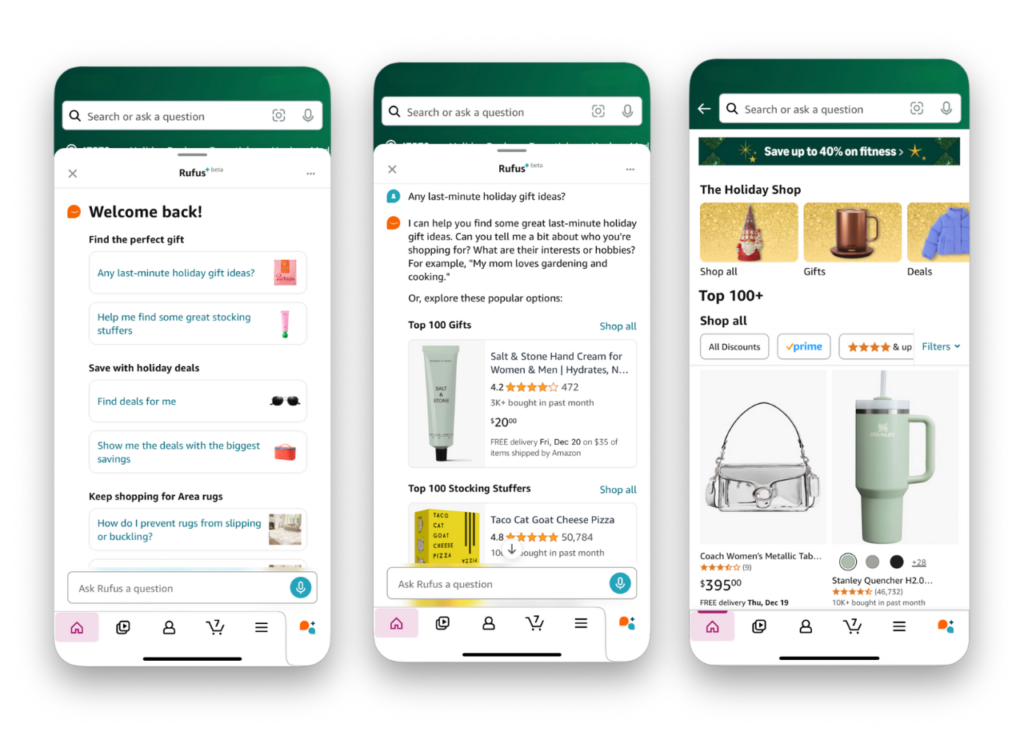 sugestões amazon rufus